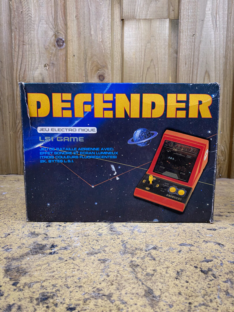Defender video game with box