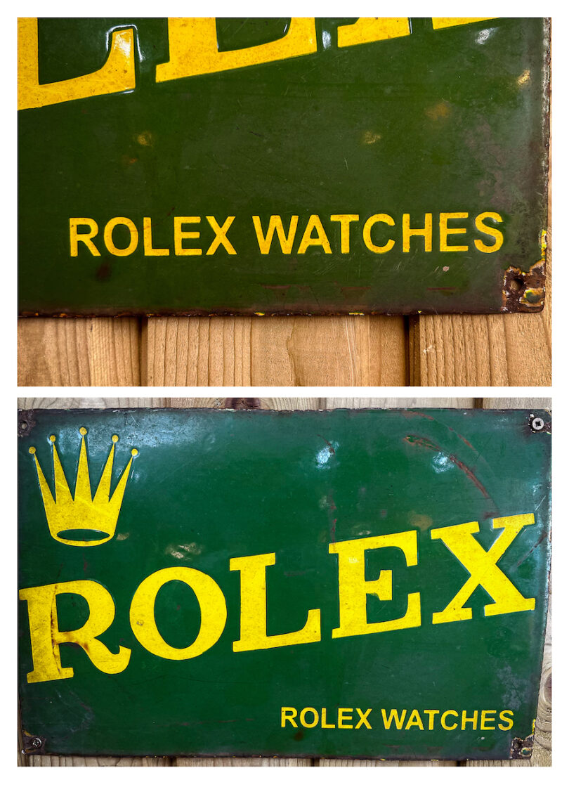 original enameled rolex plaque