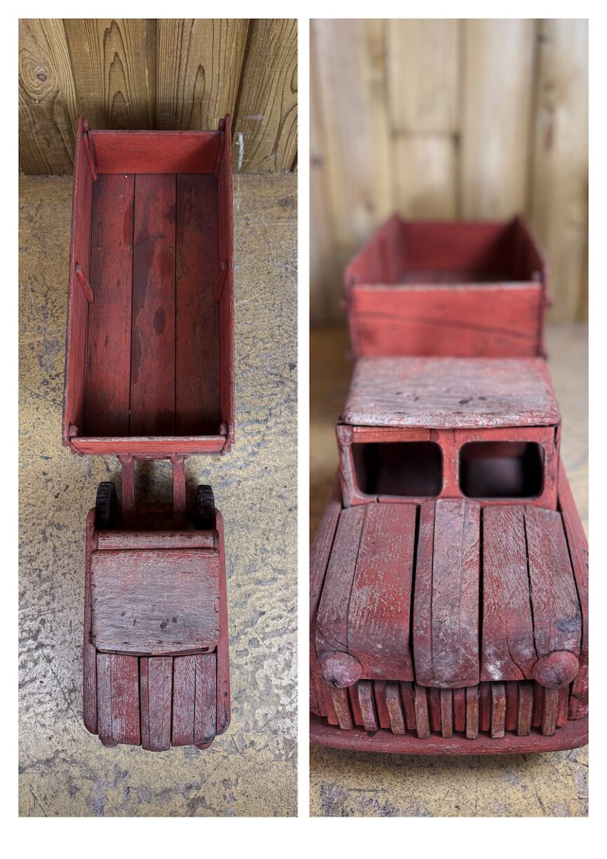 Camion Grue En Bois Dejou – Jouet Vintage, Fabrication Française, Pour Collection Ou Décoration