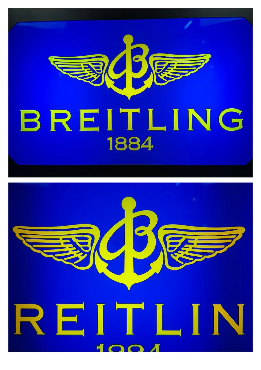 enseigne lumineuse Breitling suisse