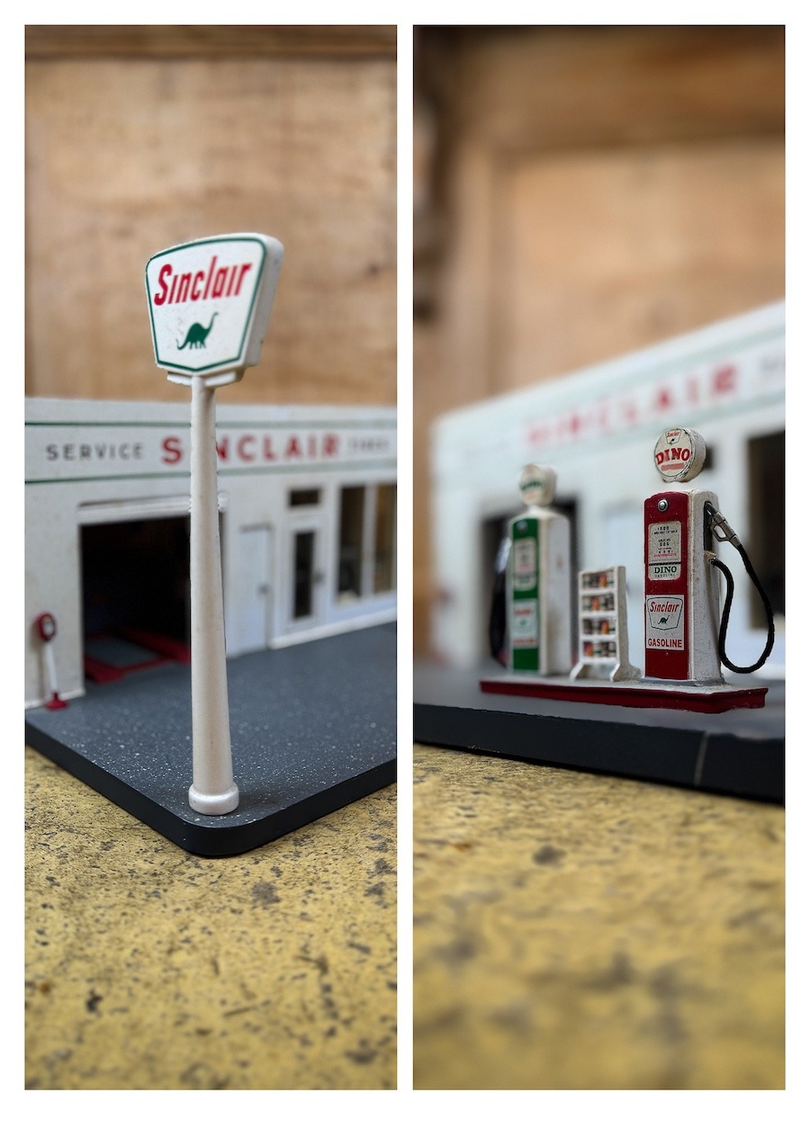 Maquette de station service Sinclair brocante