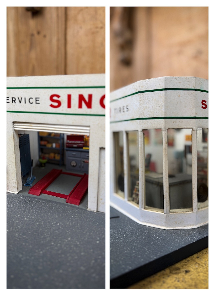 Maquette de station service Sinclair jouet