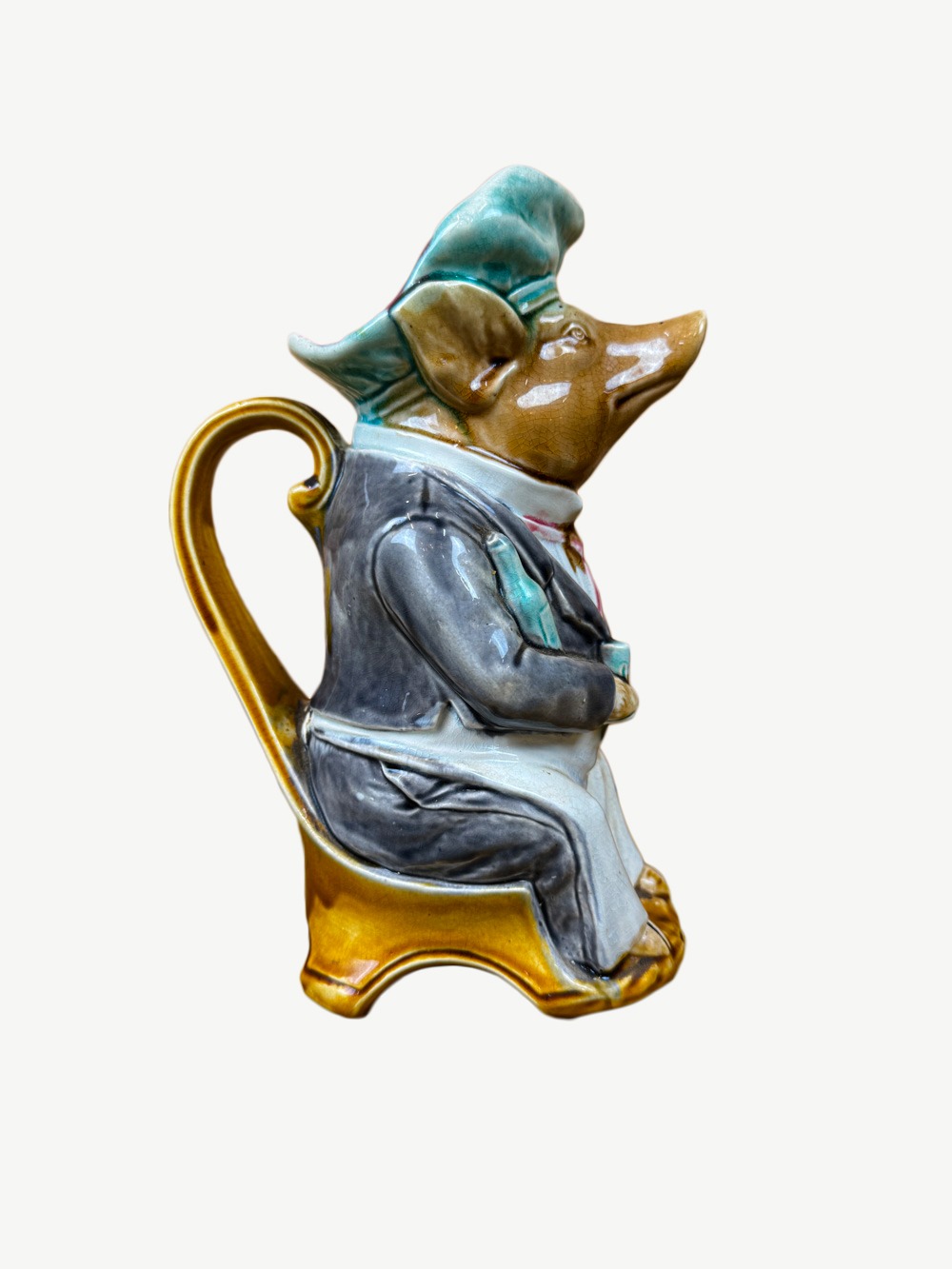 Pichet ancien en faïence barbotine