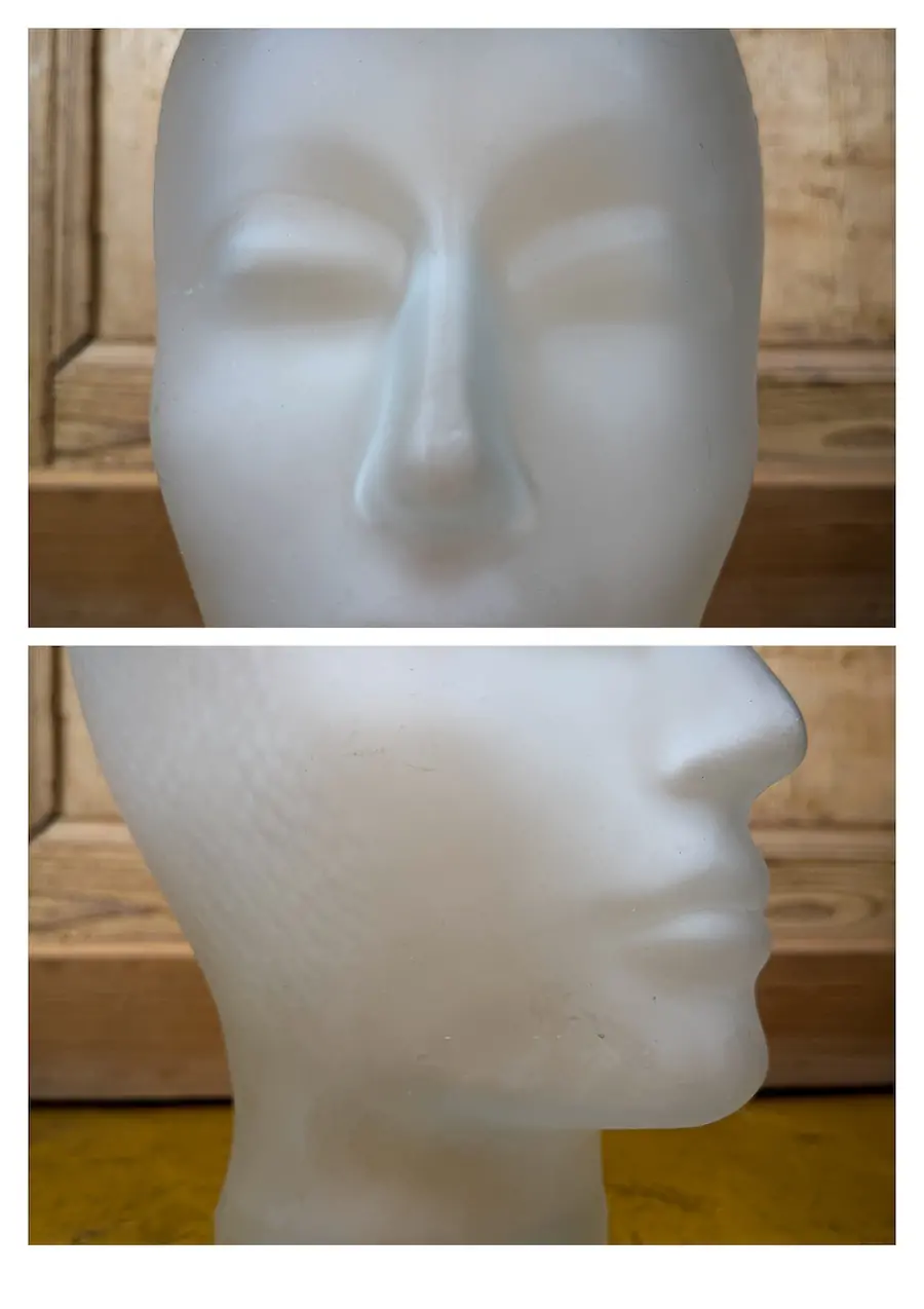 Sculpted head in frosted glass 20cm - Image 4