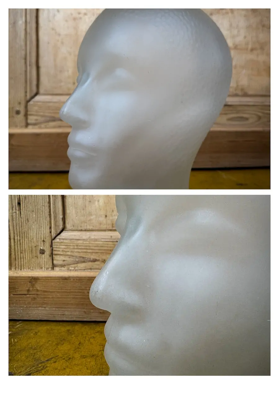Sculpted head in frosted glass 20cm - Image 6