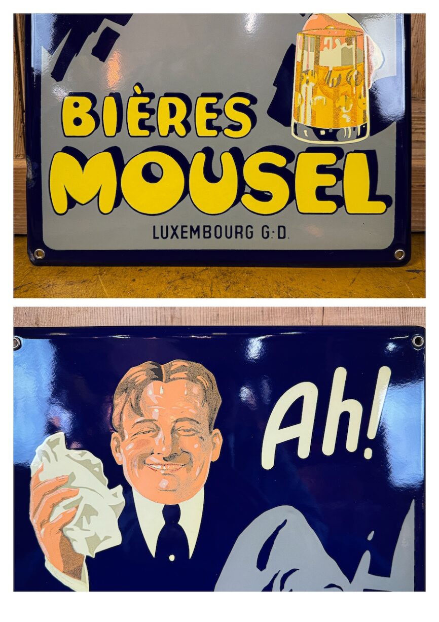 Plaque émaillée Bière Mousel 1990 50x35cm – Objet unique à vendre ...