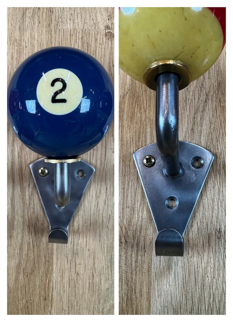 3 patères boules de billard vintage