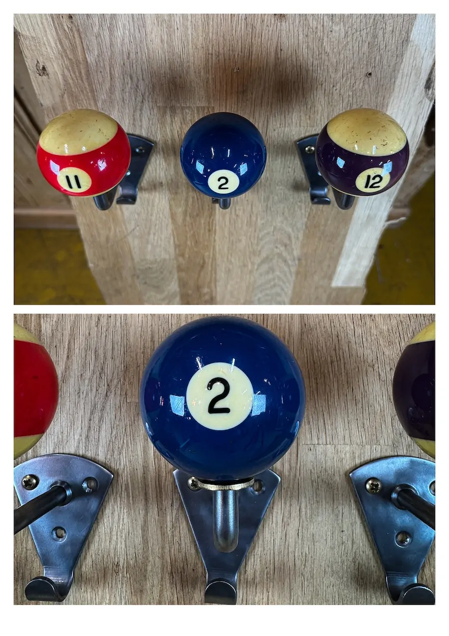 3 patères boules de billard déco