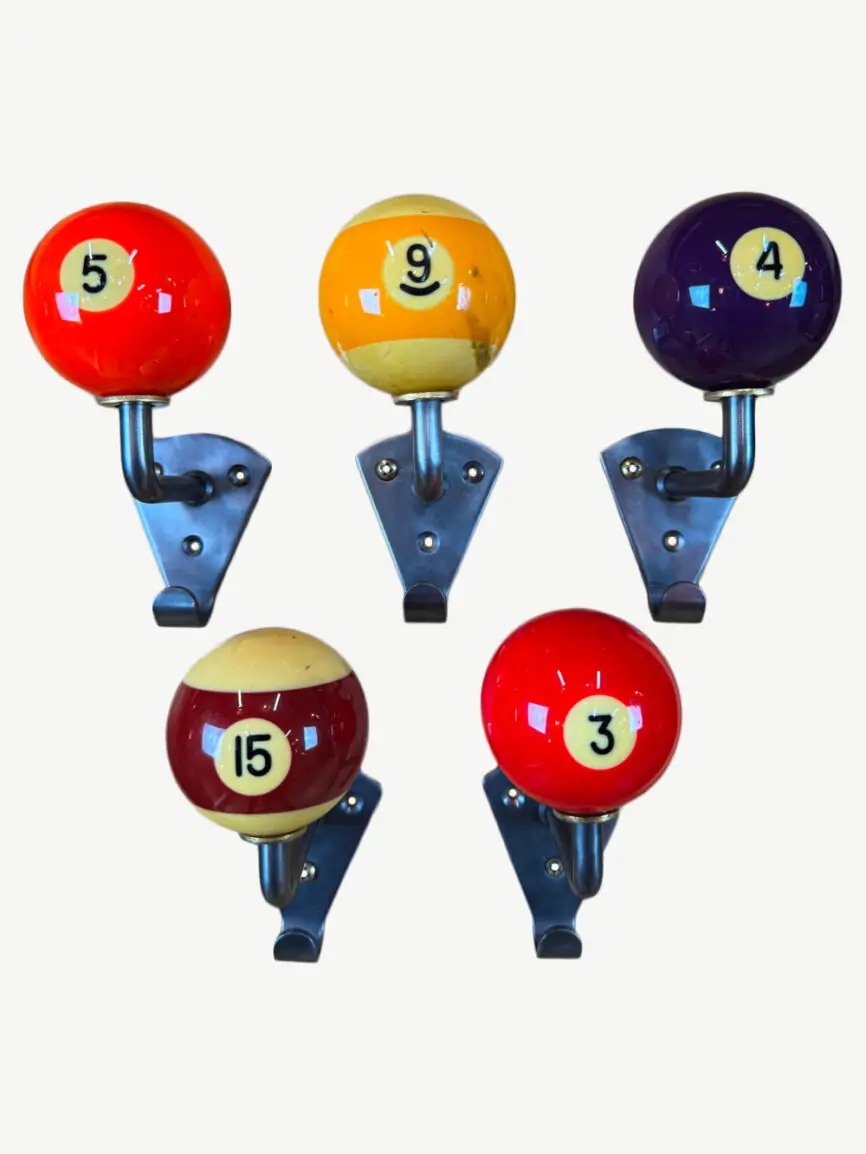 5 patères boules de billard porte manteau