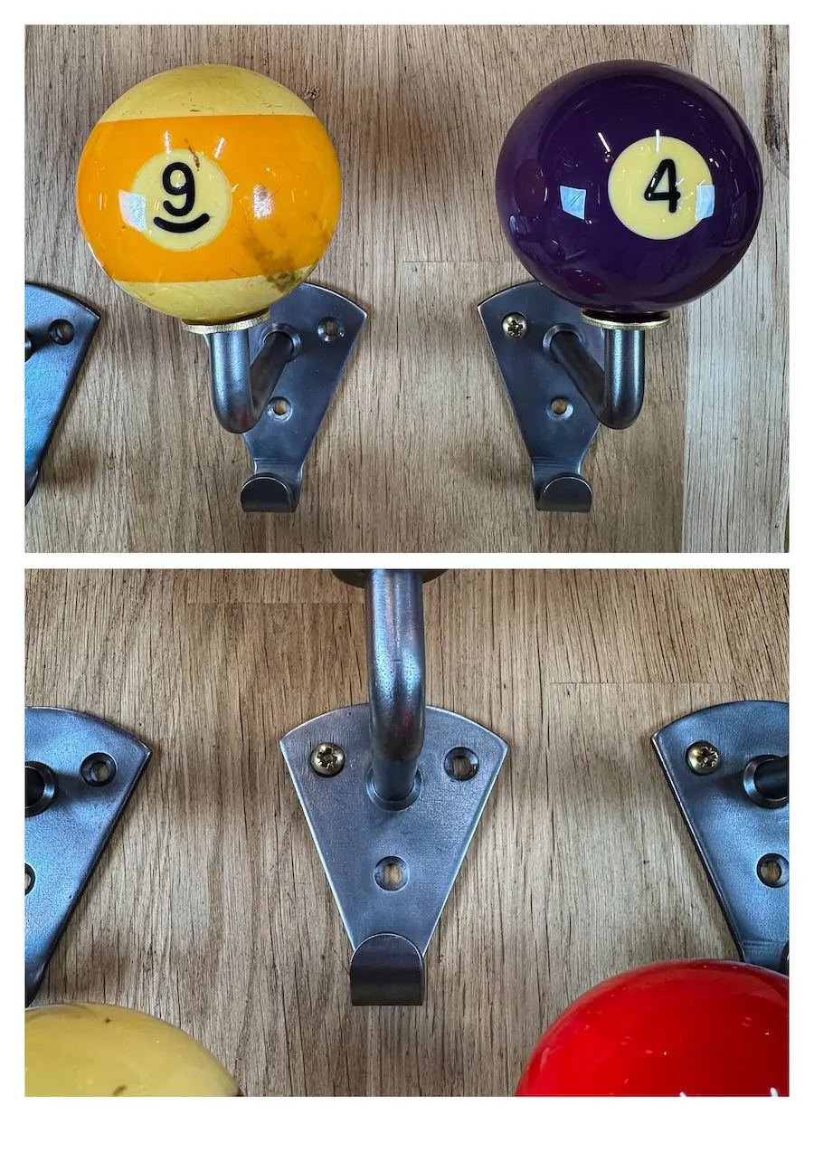 5 patères boules de billard déco