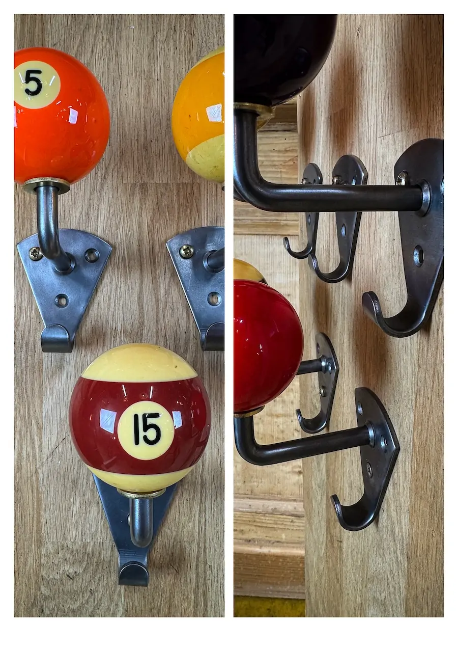 5 patères boules de billard retro