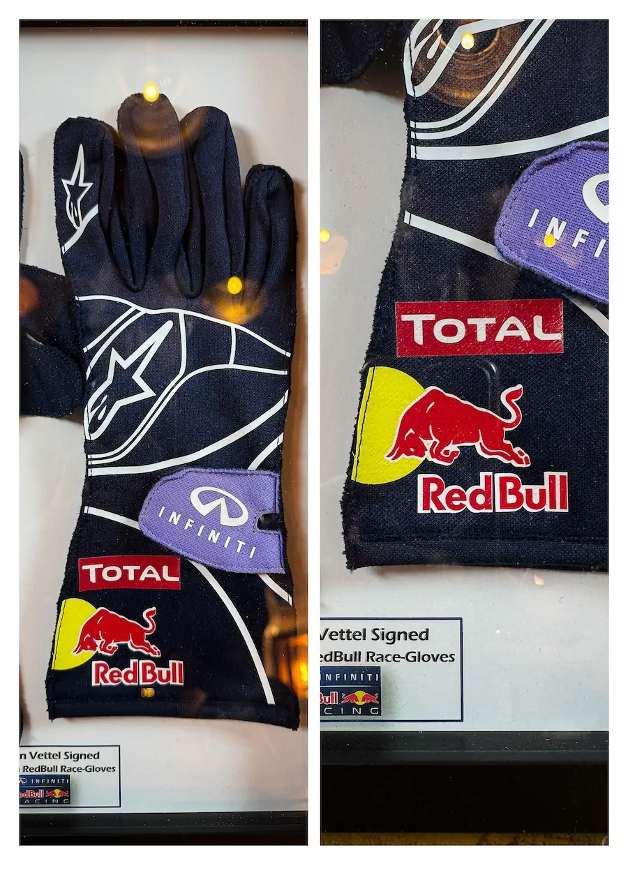 Gants dédicacés Sebastian Vettel formula 1