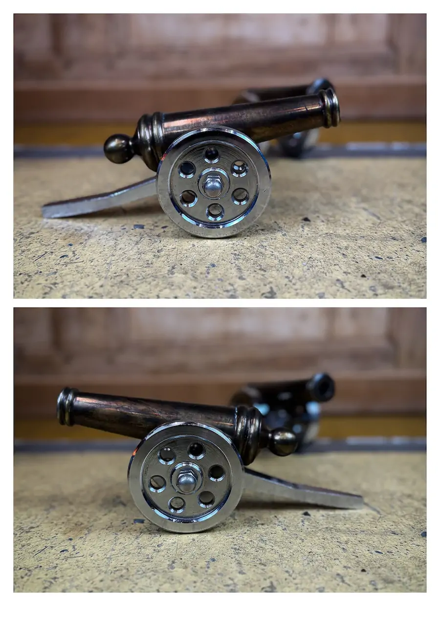 Pair of bronze cannons 25cm sold in pairs - Image 4