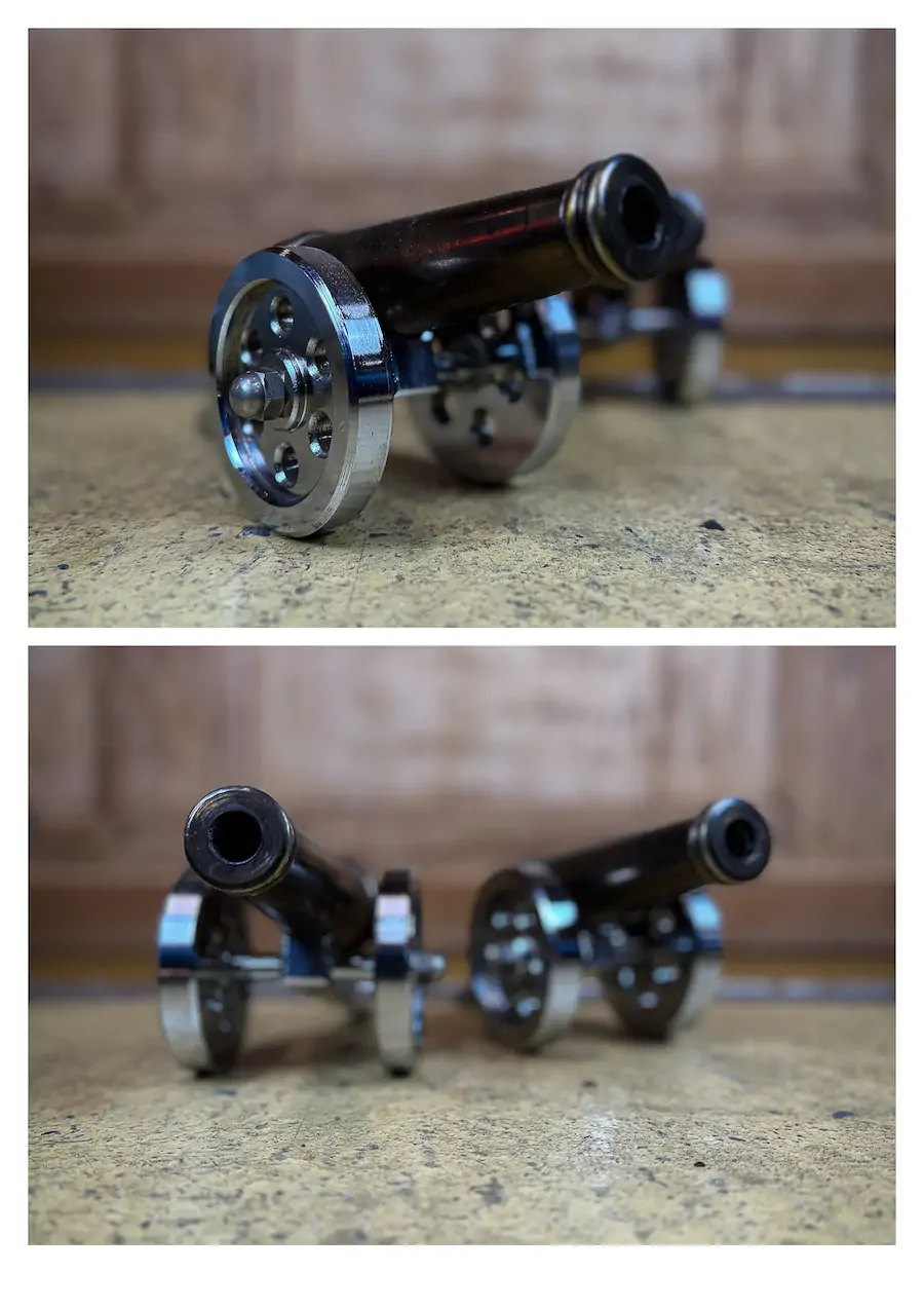 Pair of bronze cannons 25cm sold in pairs - Image 6