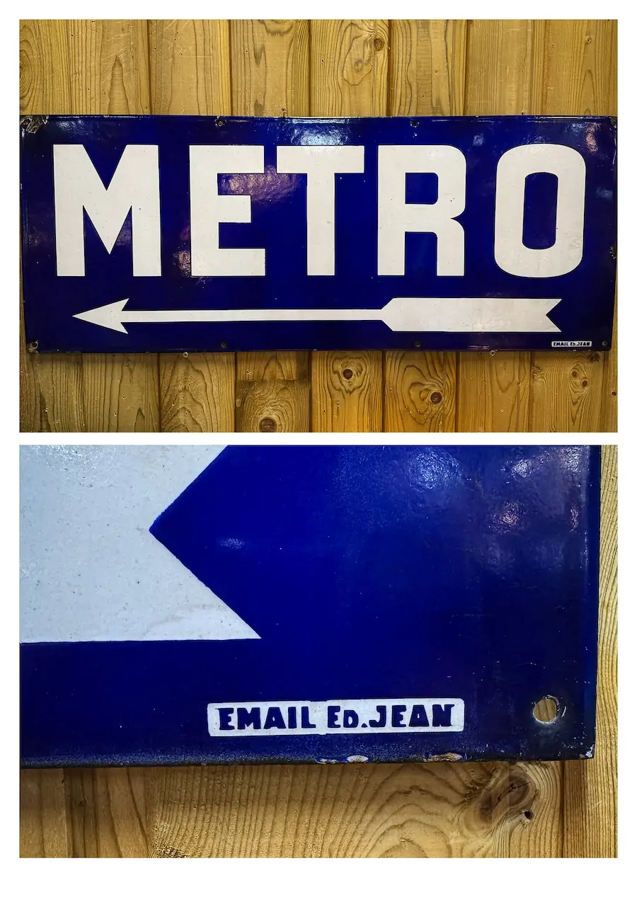 Plaque émaillée originale Metro parisien