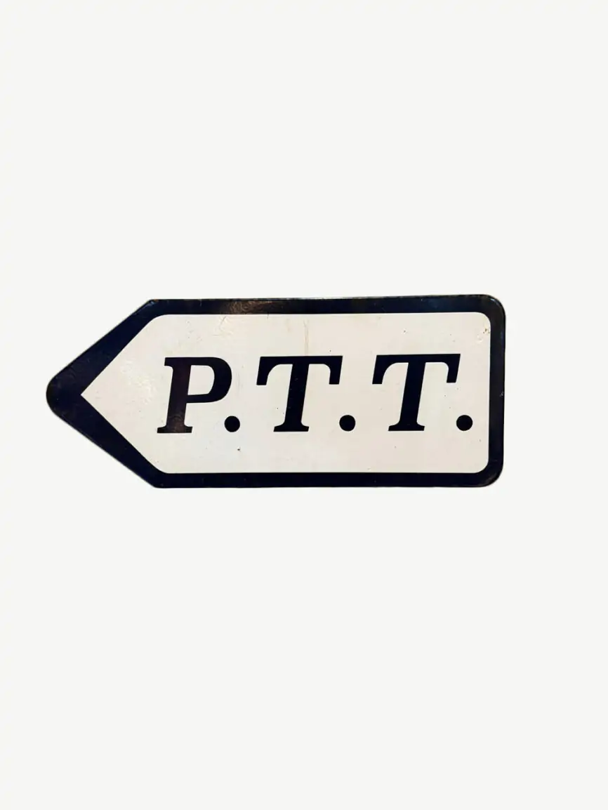 enamelled PTT directional sign