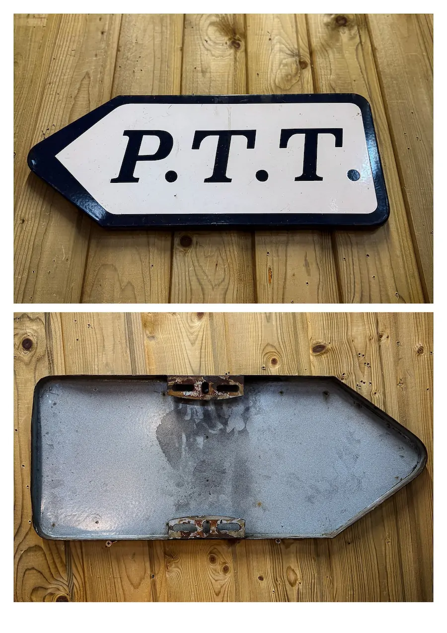 enamelled PTT directional sign 1960 60x25cm - Image 6