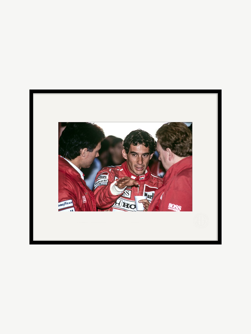 Ayrton Senna "Debriefing" Magny-Cours 20x30cm 1991