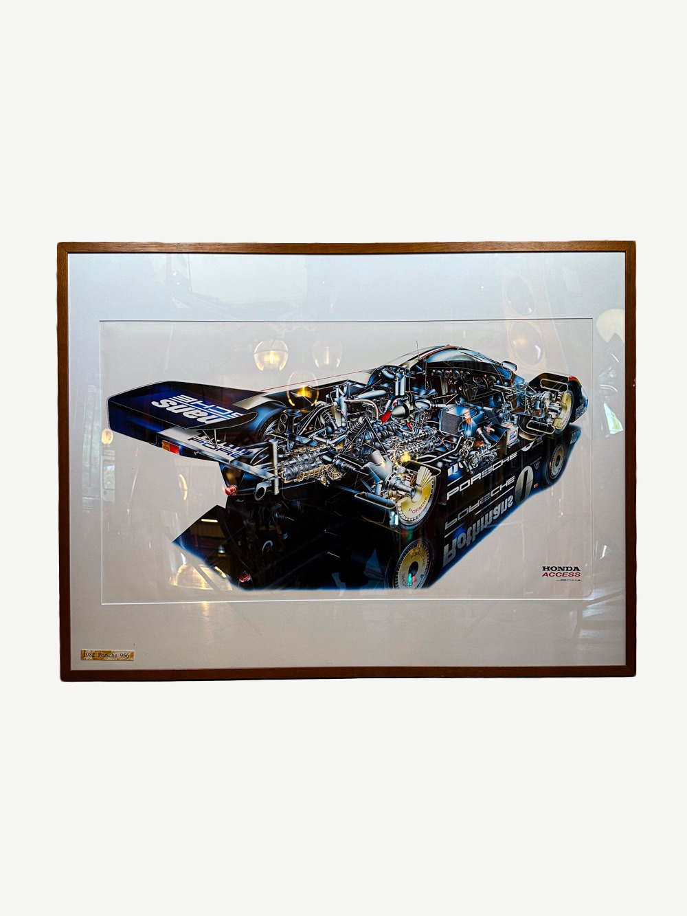 Porsche technical illustration 120x90cm under Plexiglas