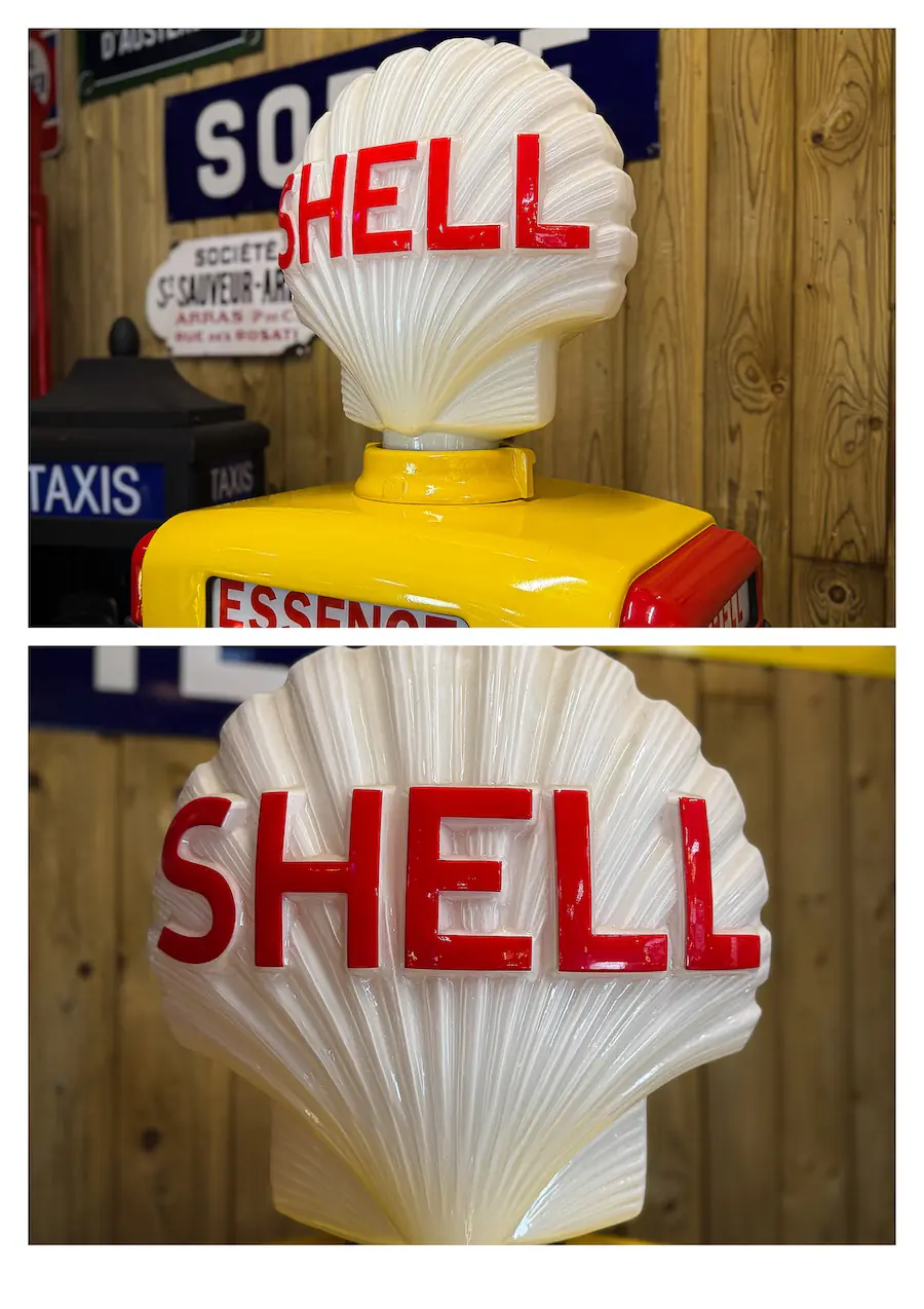 Pompe à essence Shell Satam coquillage