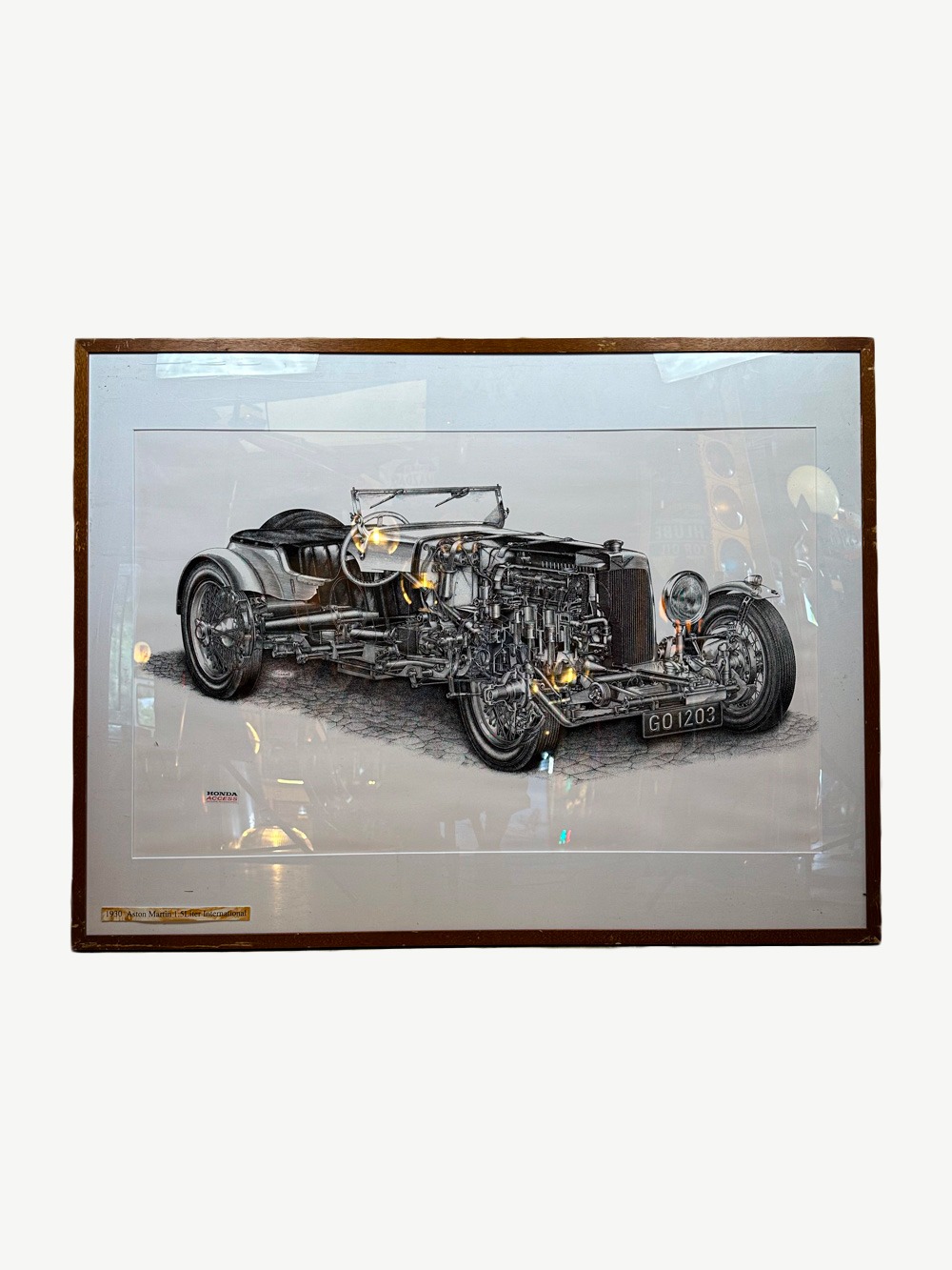 Aston Martin technical illustration 120x90cm under Plexiglas
