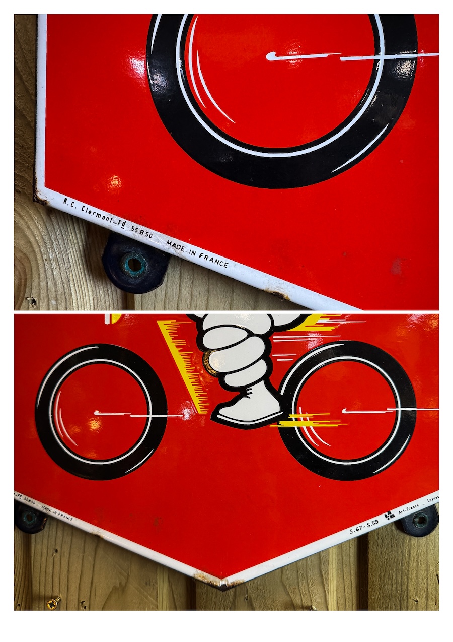 Michelin Vélo enamelled plaque, 50x40cm, 1950, Luynes - Image 6