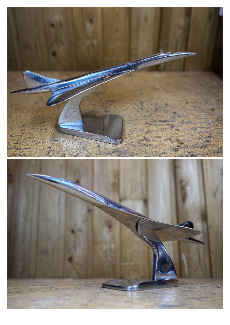 Maquette Concorde fonte aluminium sur socle