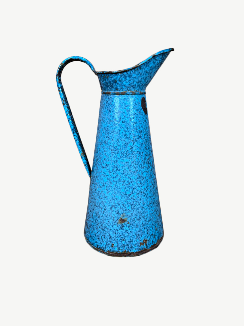 Enamelled tin jug