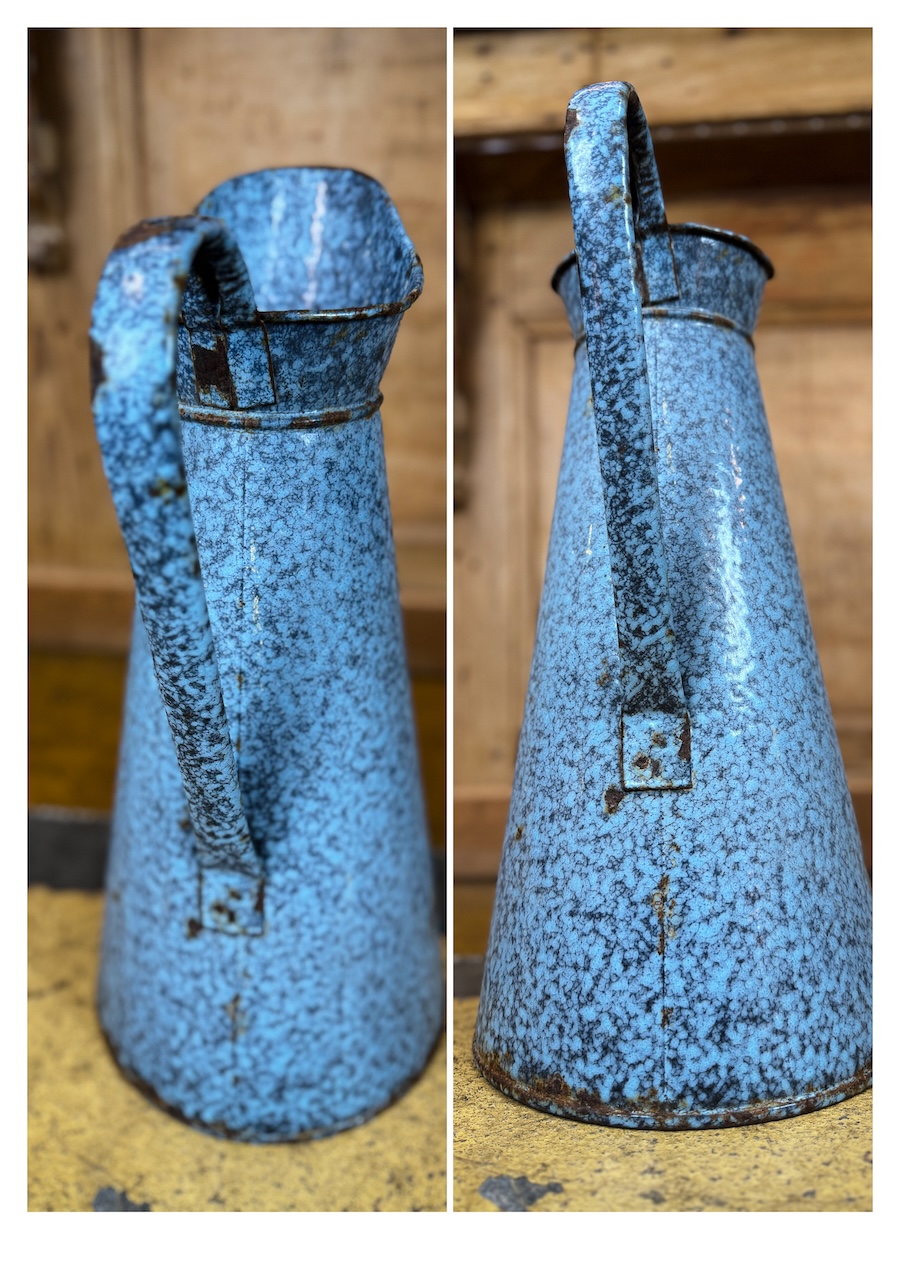 Enamelled tin jug 1950 45 cm azure blue - Image 5