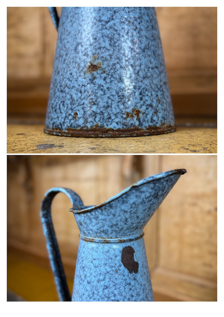 Enamelled tin jug 1950 45 cm azure blue - Image 6